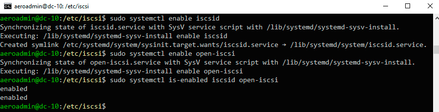 Настройка блочного доступа – iSCSI – Включение служб в автозапуск