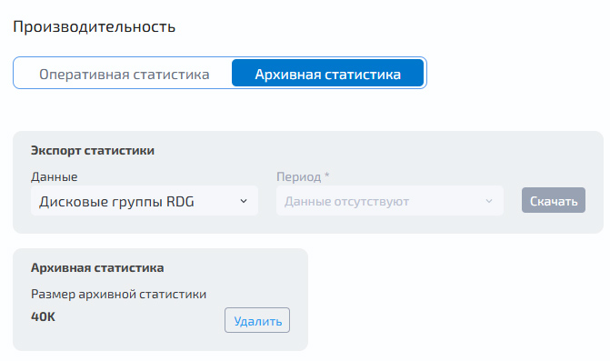 Производительность - Визуализация и статистика - Скачать статистику