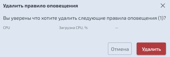Правила оповещений – Удаление