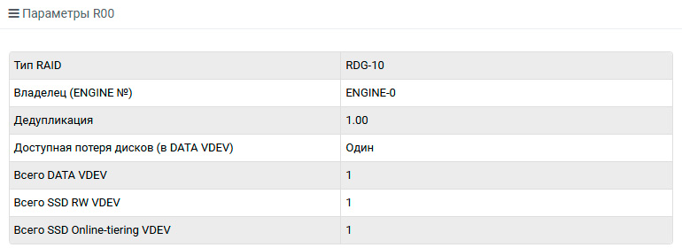 Подсистема хранения – RDG – Просмотр информации, параметры группы