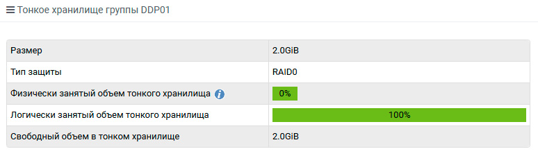 Подсистема хранения – DDP – Просмотр информации, тонкое хранилище группы