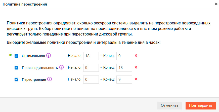 Подсистема хранения – RDG – Политика перестроения