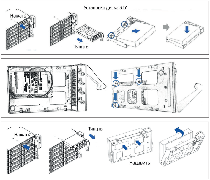 Установка диска в лоток 3.5"